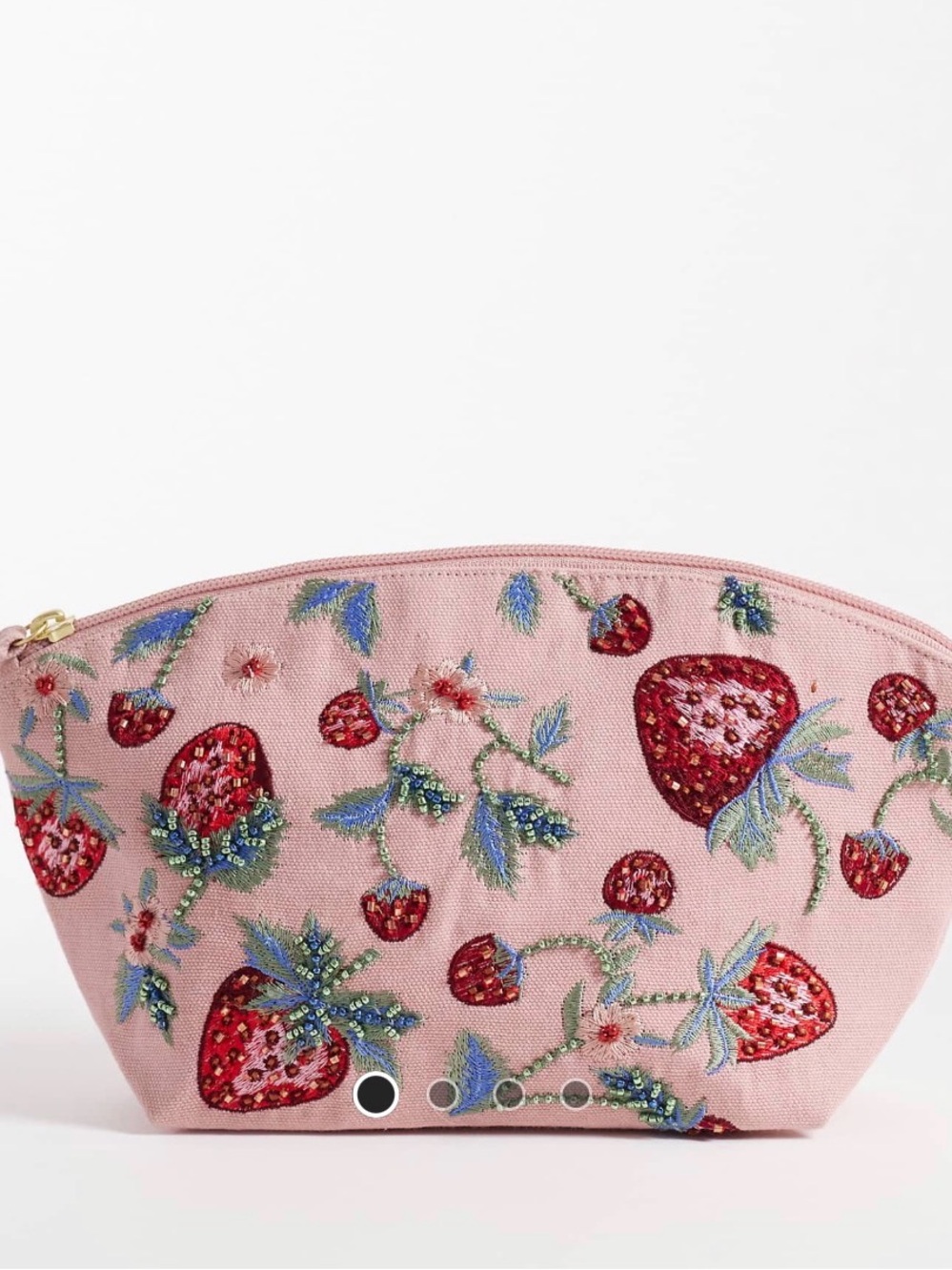 ASOS Pink Embroidered Strawberry Cosmetic Pouch